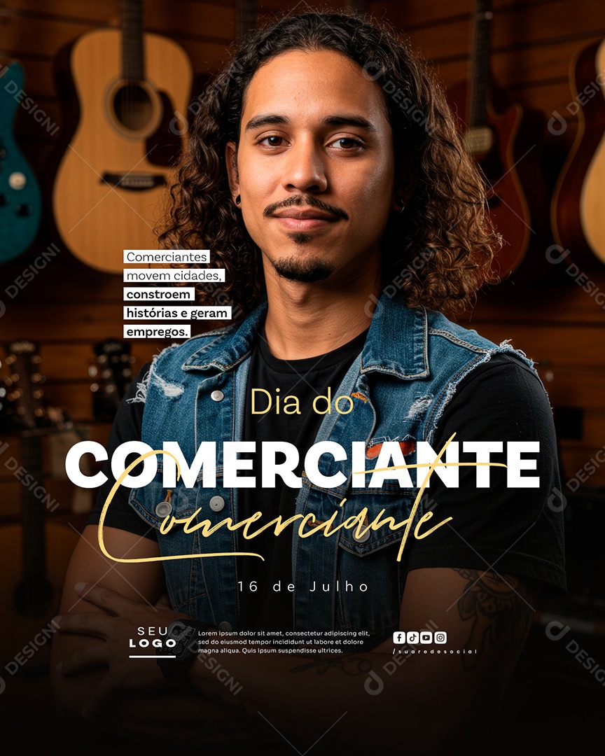 Dia do Comerciante 16 De Julho Social Media PSD Editável