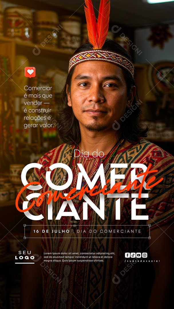 Story Dia do Comerciante 16 De Julho Social Media PSD Editável