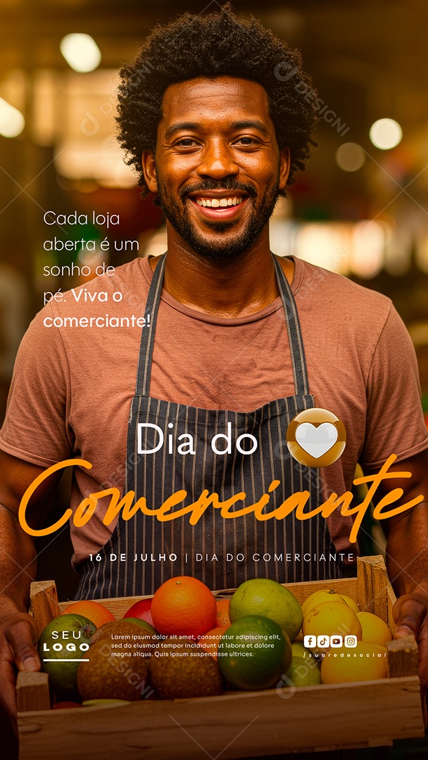 Story Dia do Comerciante 16 De Julho Social Media PSD Editável