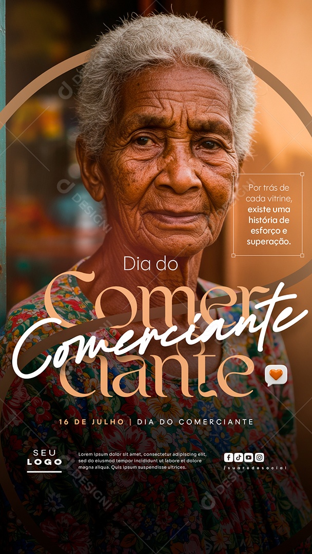 Story Feliz Dia do Comerciante 16 De Julho Social Media PSD Editável