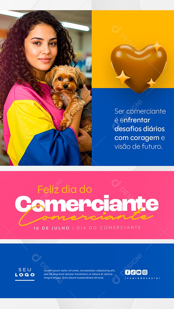 Story Feliz Dia do Comerciante 16 De Julho Social Media PSD Editável