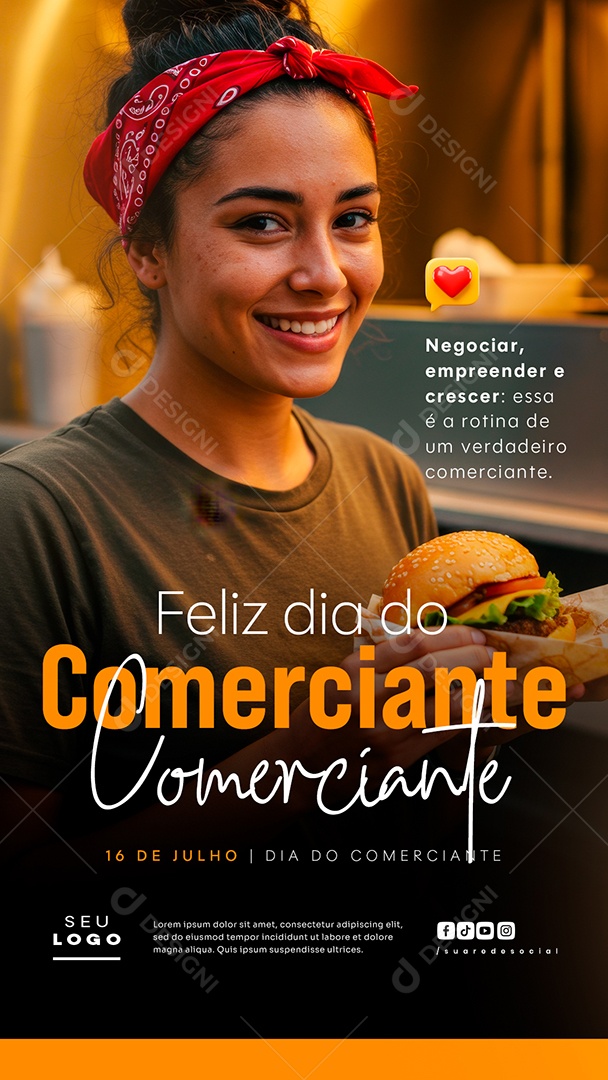 Story Dia do Comerciante 16 De Julho Social Media PSD Editável