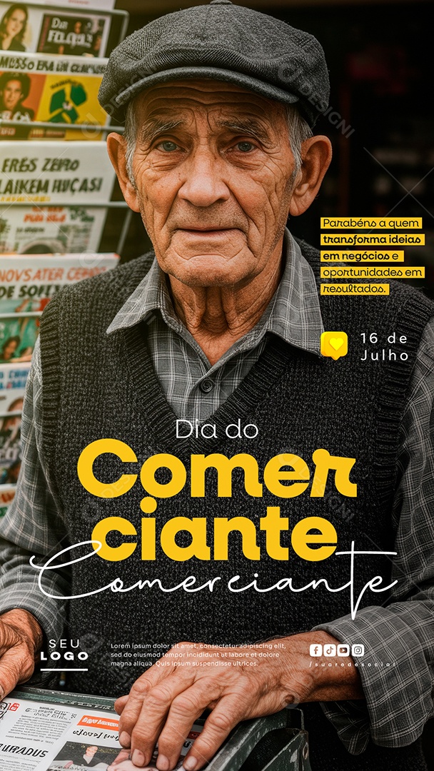 Story Dia do Comerciante 16 De Julho Social Media PSD Editável