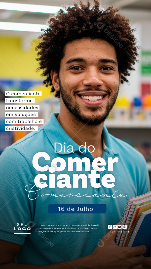 Story Dia do Comerciante 16 De Julho Social Media PSD Editável