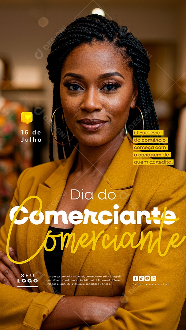 Story Dia do Comerciante 16 De Julho Social Media PSD Editável