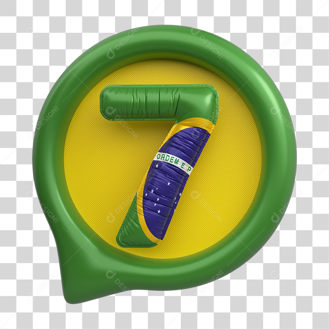 Ícone 3D 7 Setembro Cores do Brasil PNG Transparente