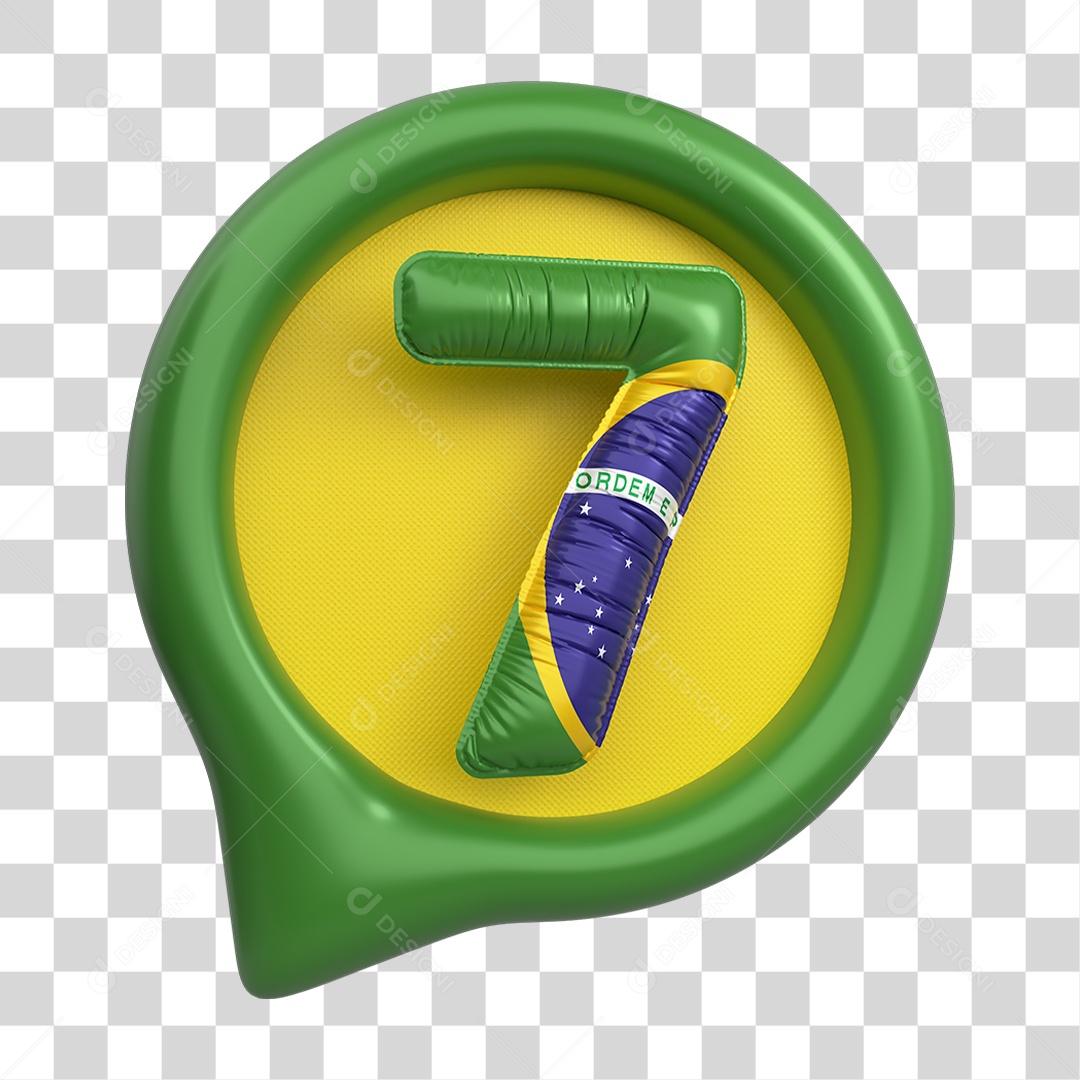 Ícone 3D 7 Setembro Cores do Brasil PNG Transparente