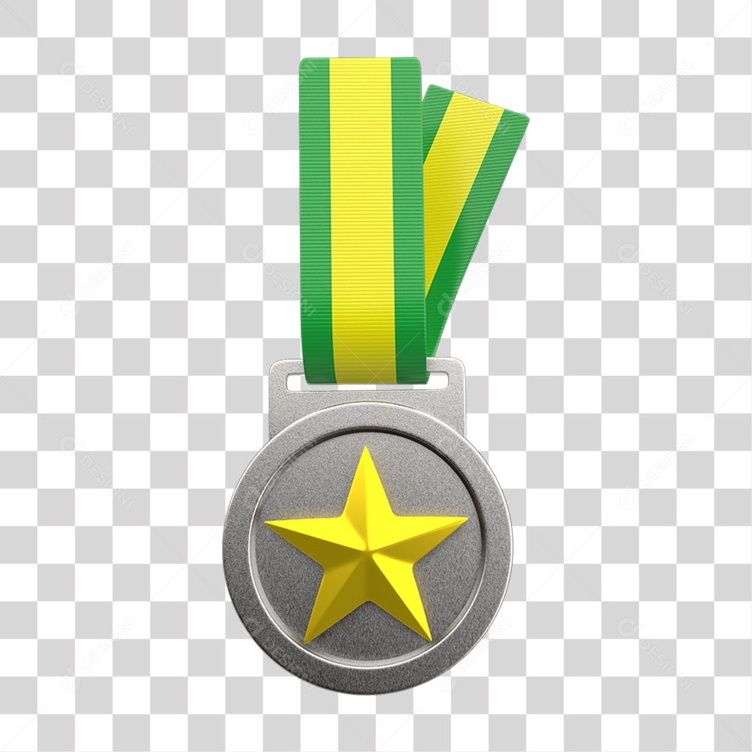 Ícone 3D Medalha Cores do Brasil PNG Transparente