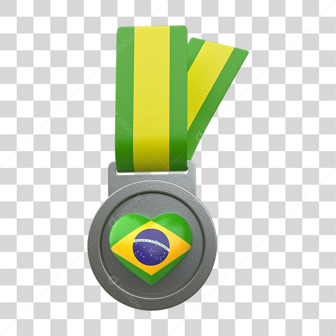 Ícone 3D Medalha Cores do Brasil PNG Transparente
