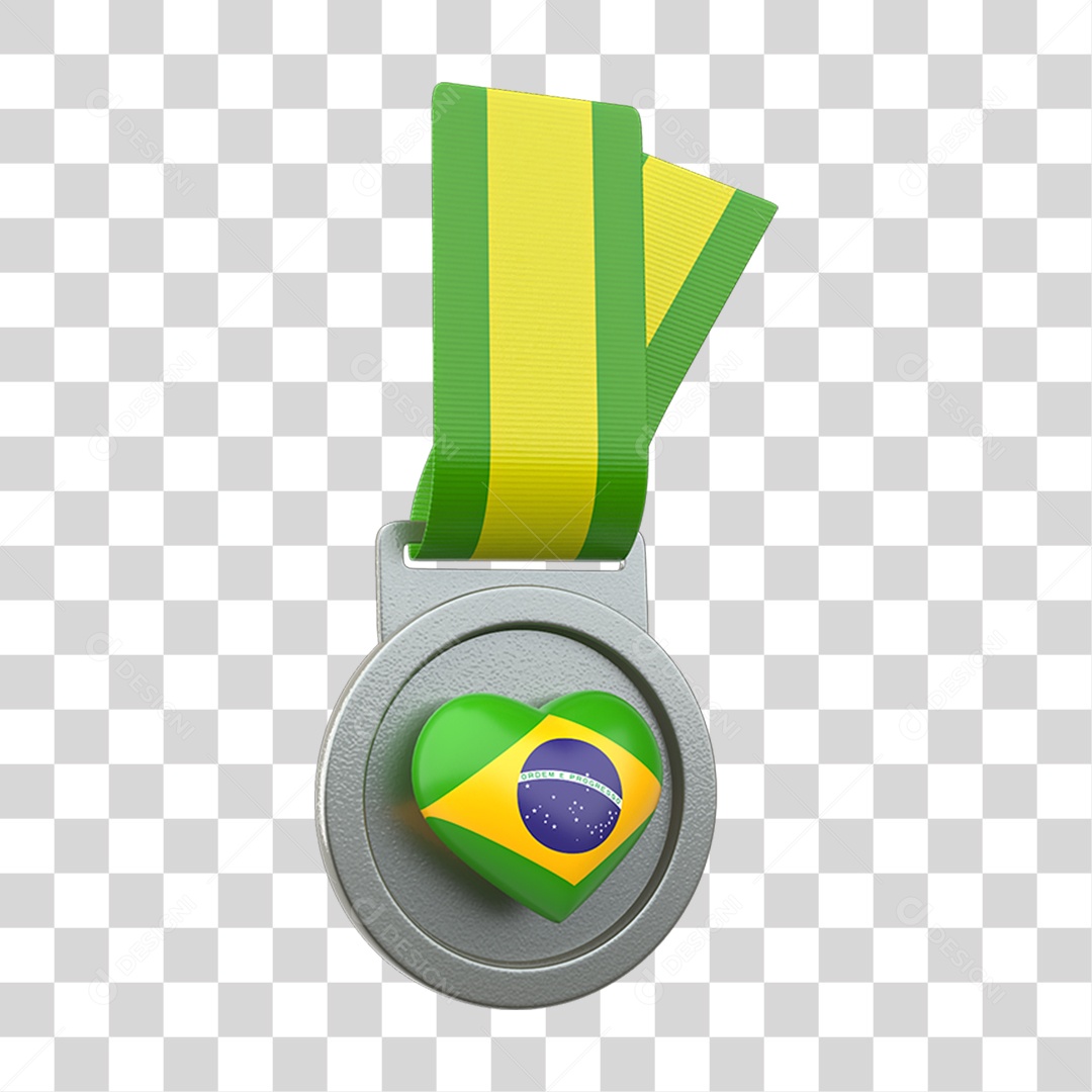 Ícone 3D Medalha Cores do Brasil PNG Transparente