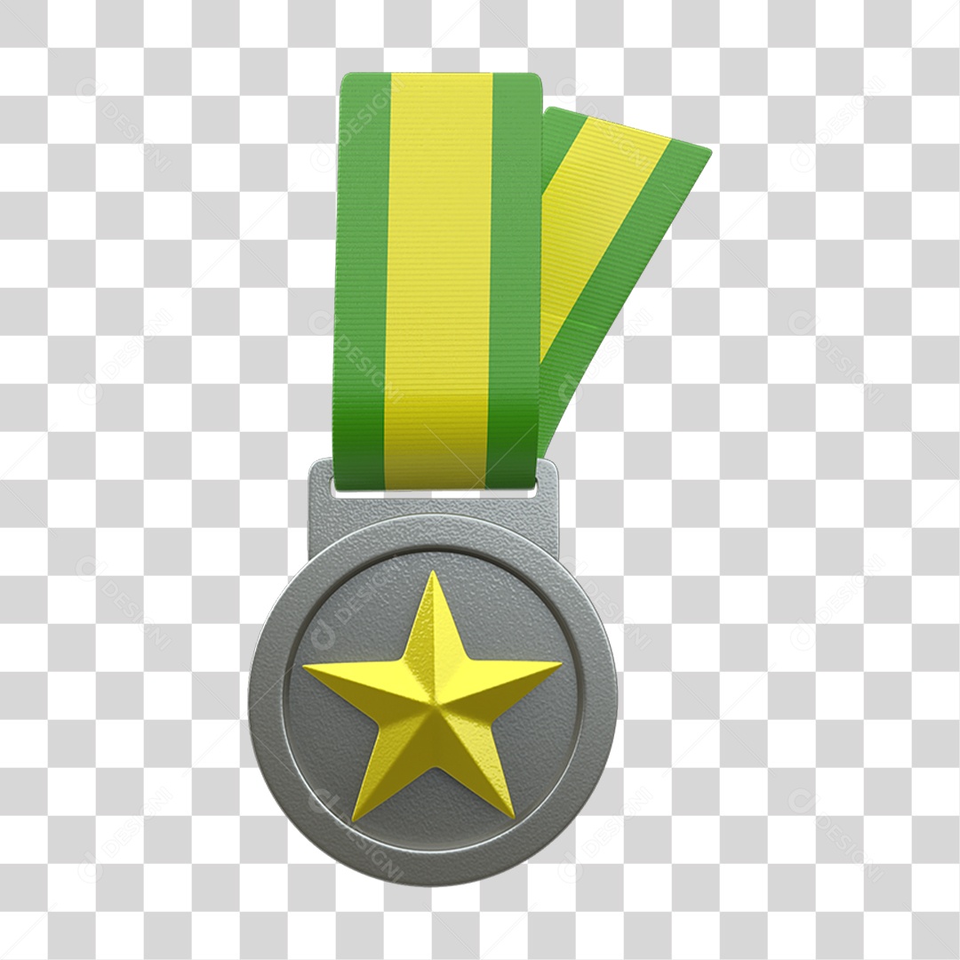 Ícone 3D Medalha Cores do Brasil PNG Transparente