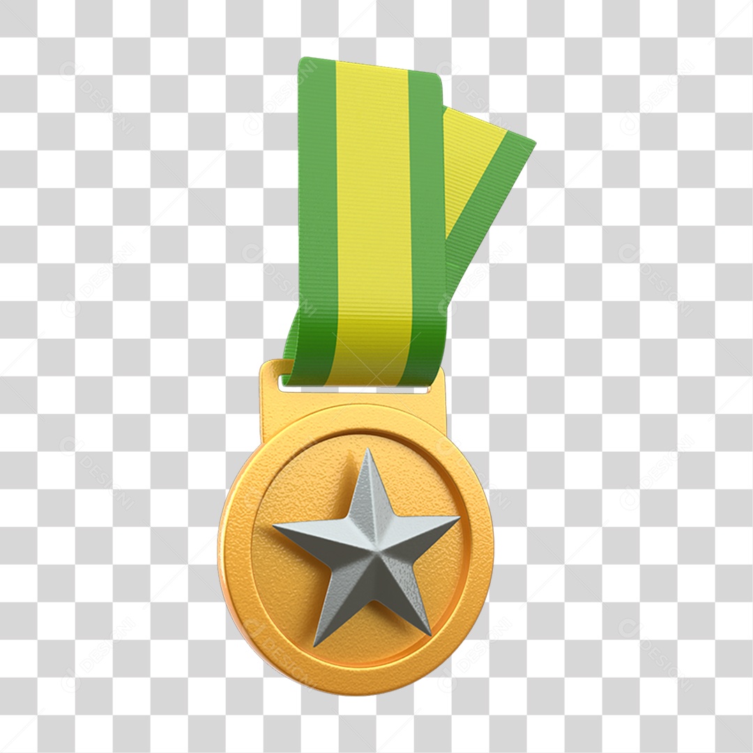 Ícone 3D Medalha Cores do Brasil PNG Transparente