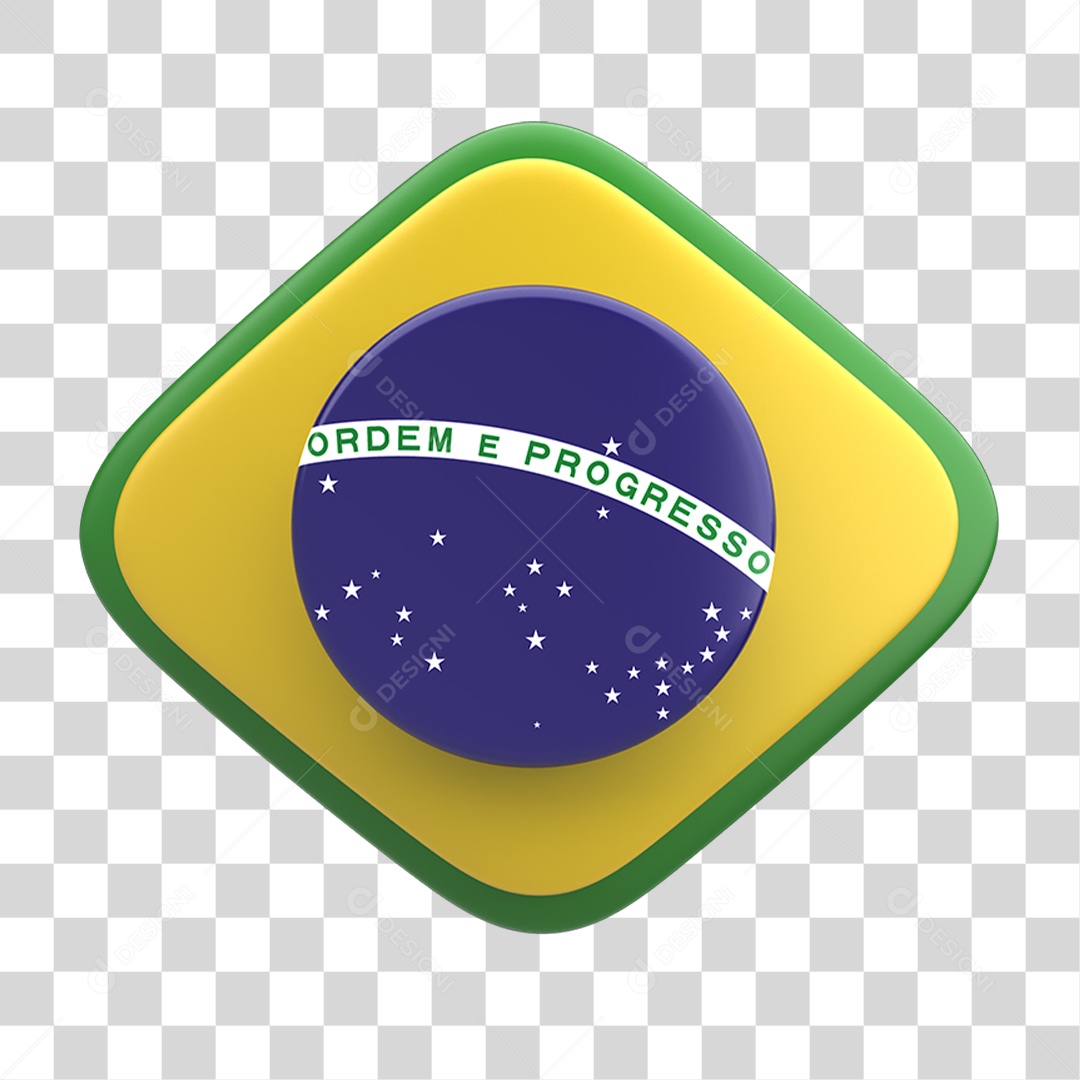 Ícone 3D Bandeira do Brasil PNG Transparente