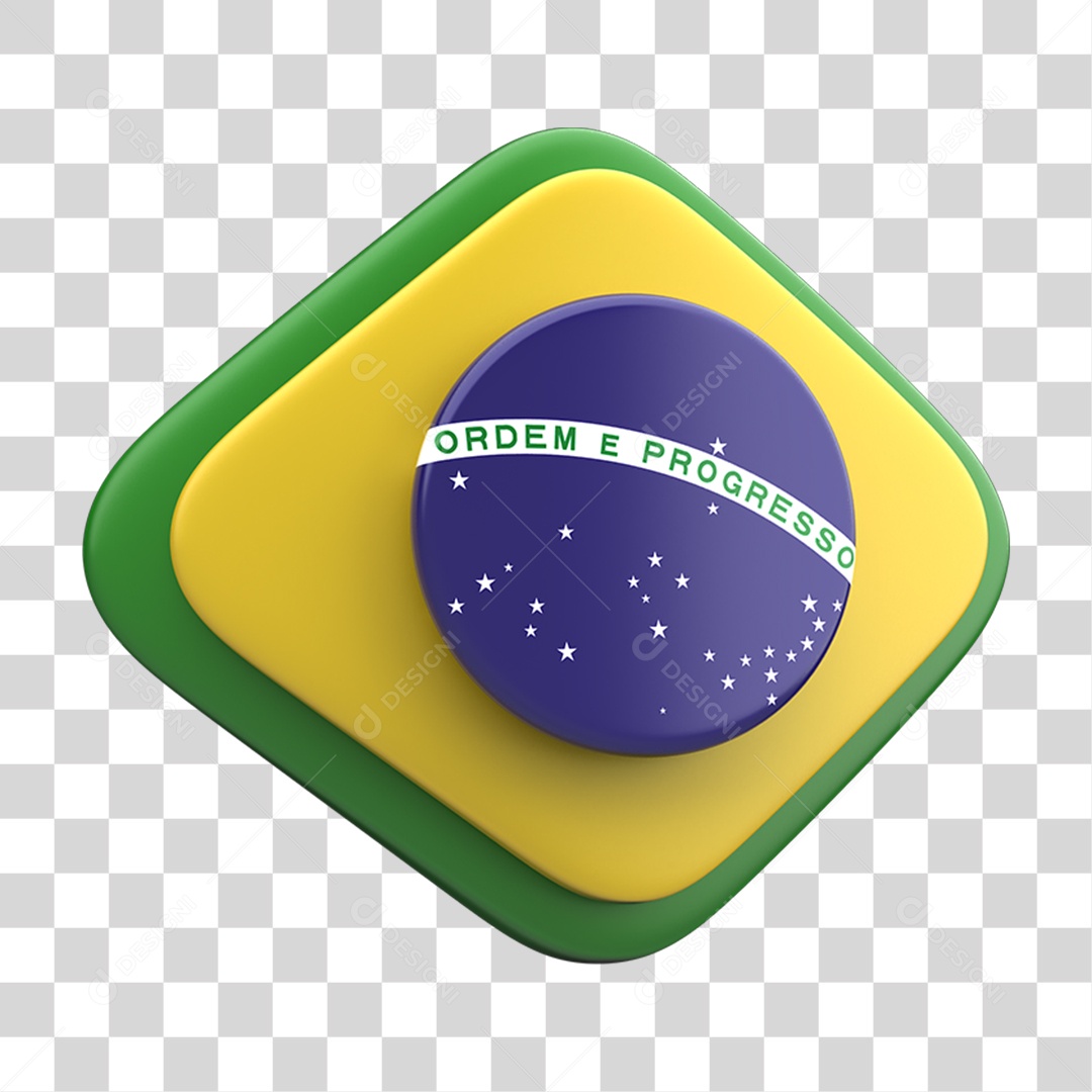Ícone 3D Bandeira do Brasil PNG Transparente