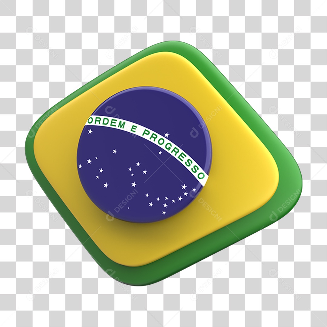 Ícone 3D Bandeira do Brasil PNG Transparente