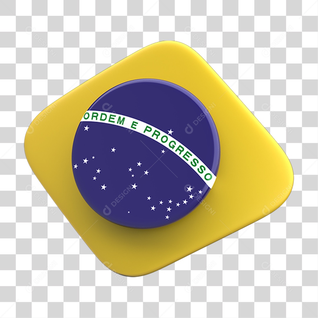 Ícone 3D Bandeira do Brasil PNG Transparente