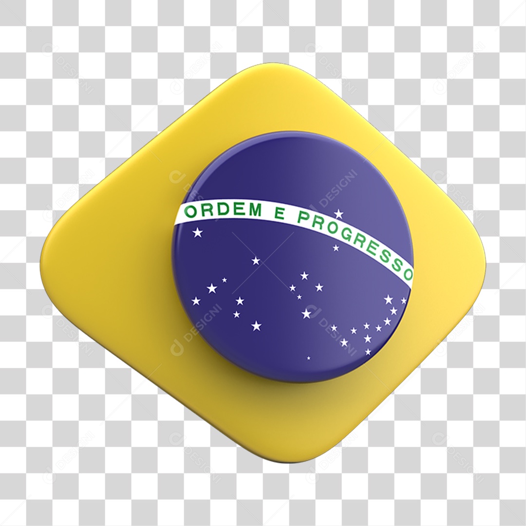 Ícone 3D Bandeira do Brasil PNG Transparente