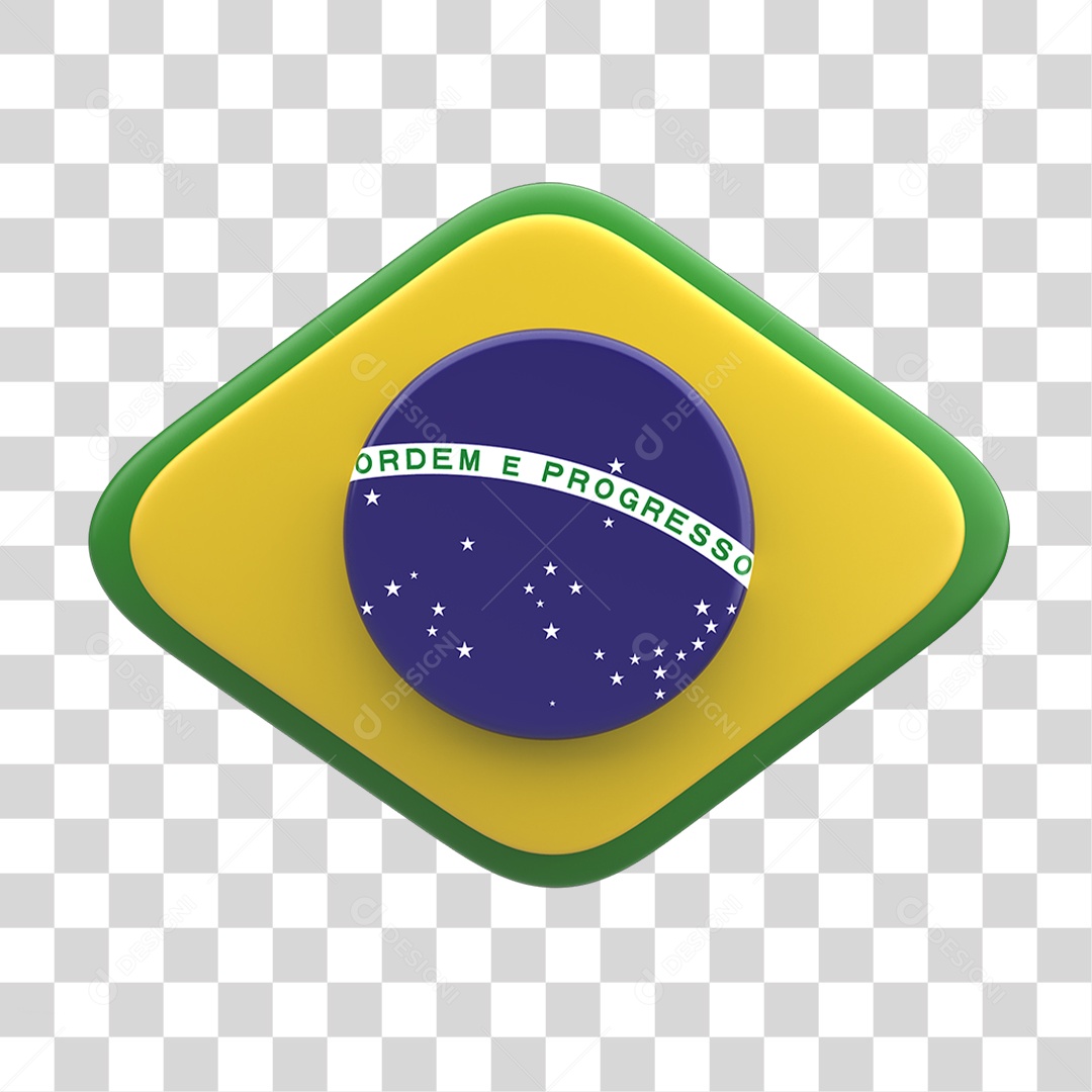 Ícone 3D Bandeira do Brasil PNG Transparente