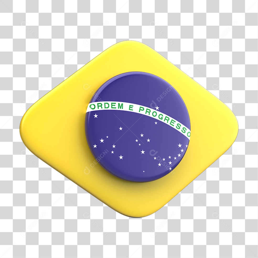 Ícone 3D Bandeira do Brasil PNG Transparente