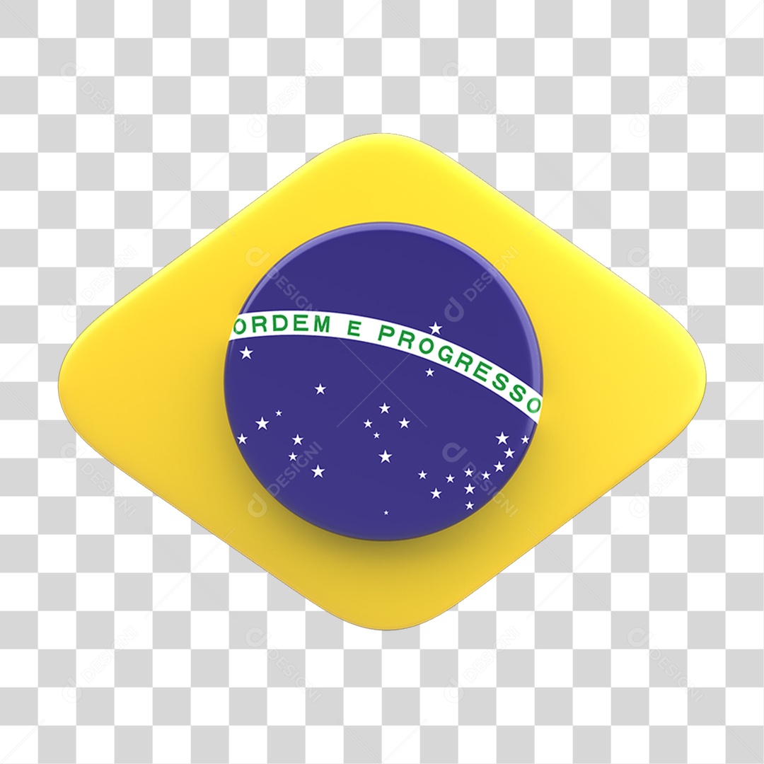 Ícone 3D Bandeira do Brasil PNG Transparente