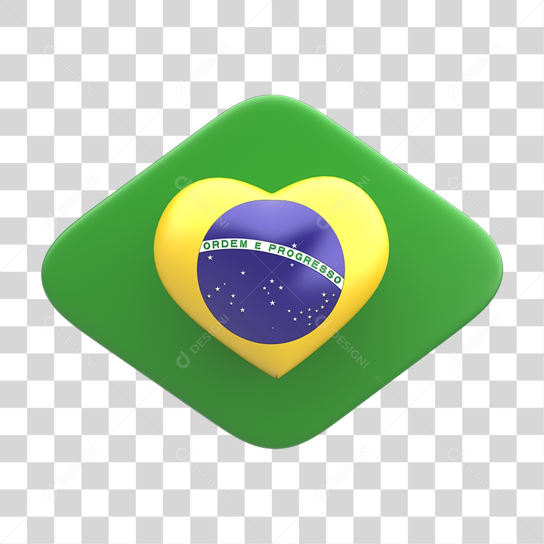 Ícone 3D Bandeira do Brasil PNG Transparente