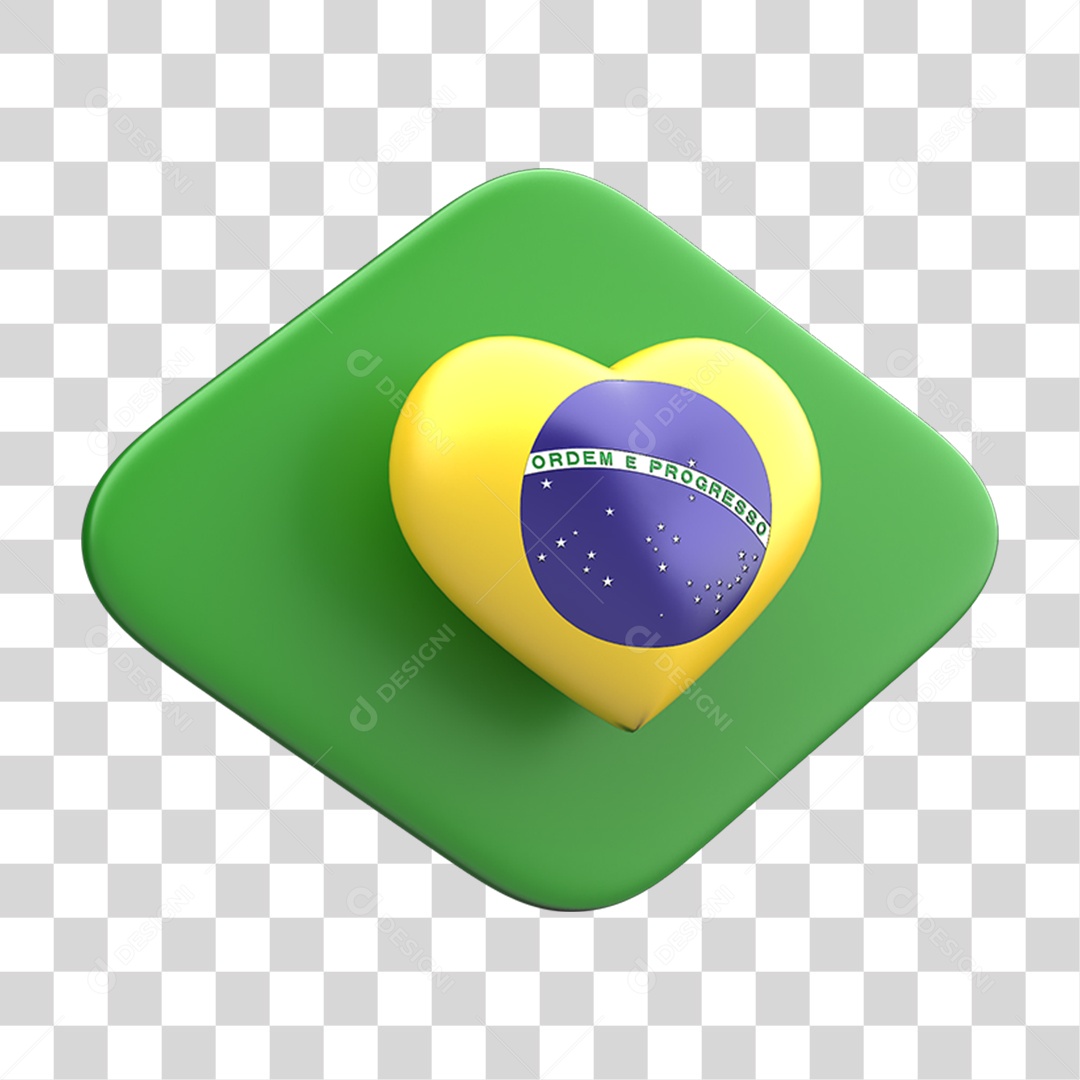Ícone 3D Bandeira do Brasil PNG Transparente