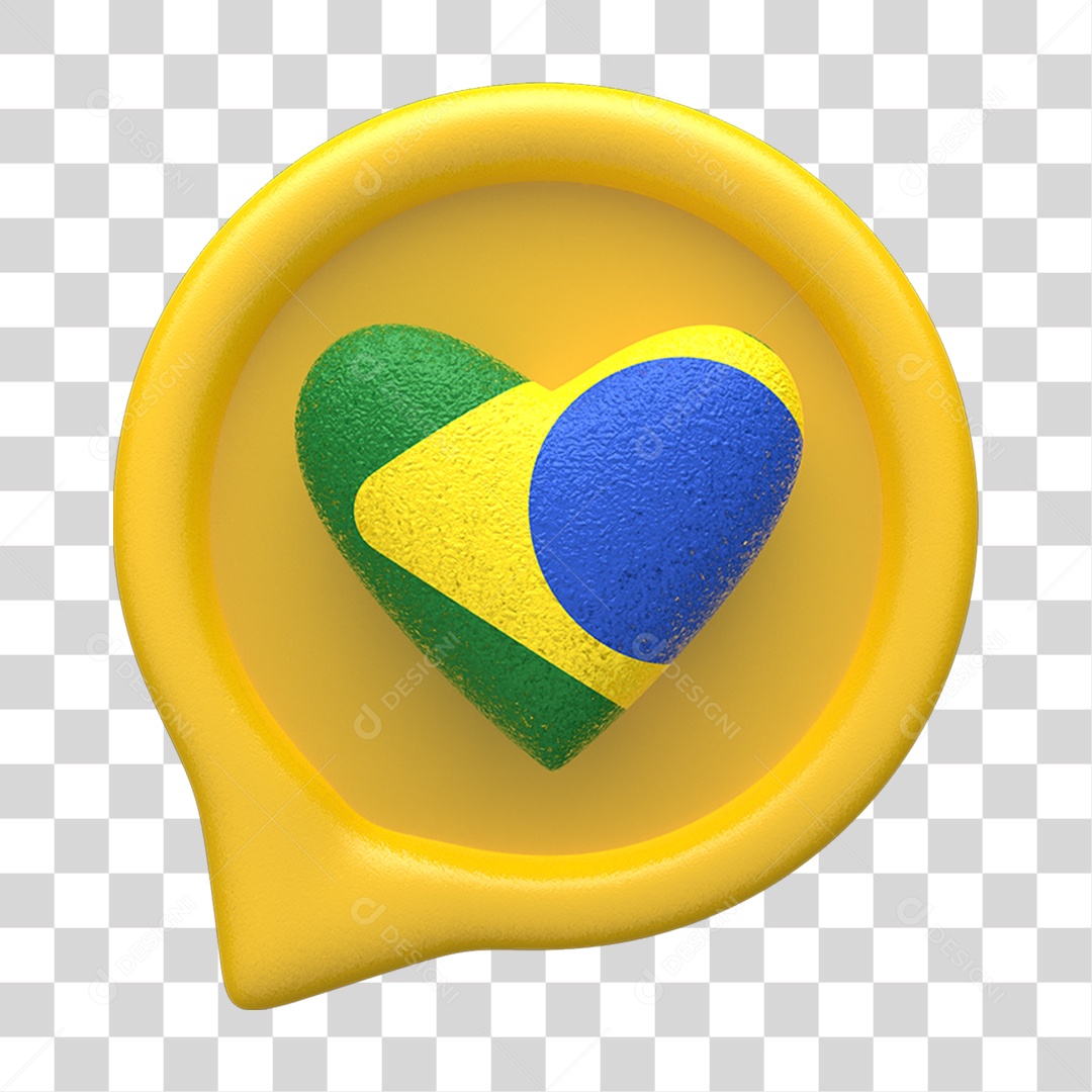 Ícone 3D Caixa de Texto Bandeira do Brasil PNG Transparente