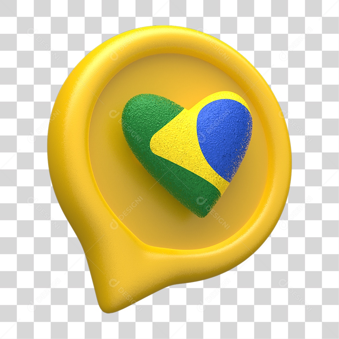Ícone 3D Caixa de Texto Bandeira do Brasil PNG Transparente