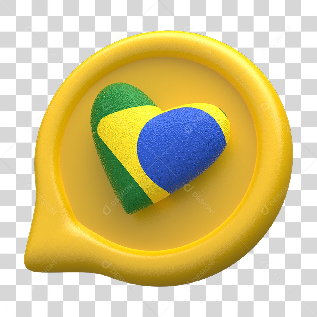 Ícone 3D Caixa de Texto Bandeira do Brasil PNG Transparente