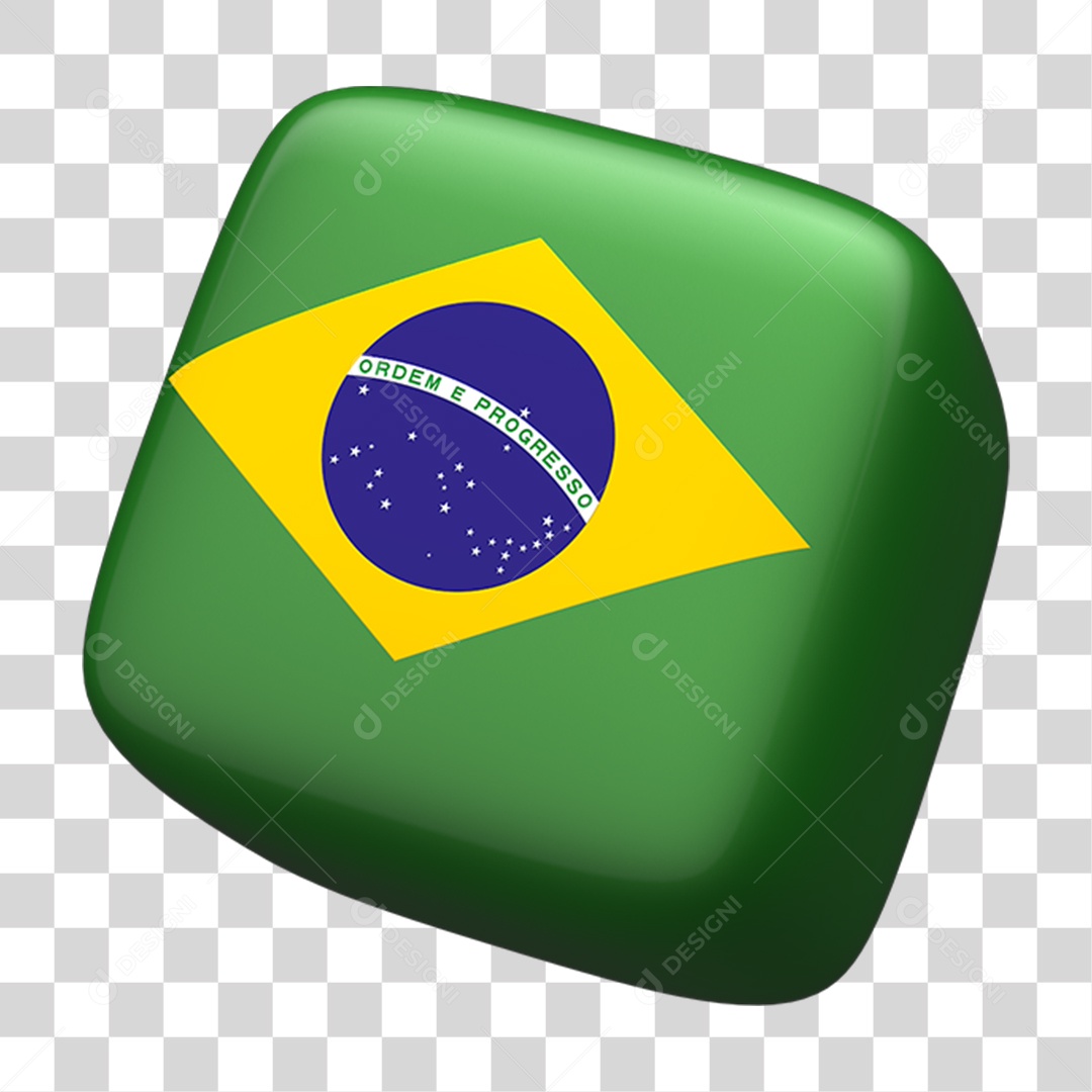 Ícone 3D Bandeira do Brasil PNG Transparente