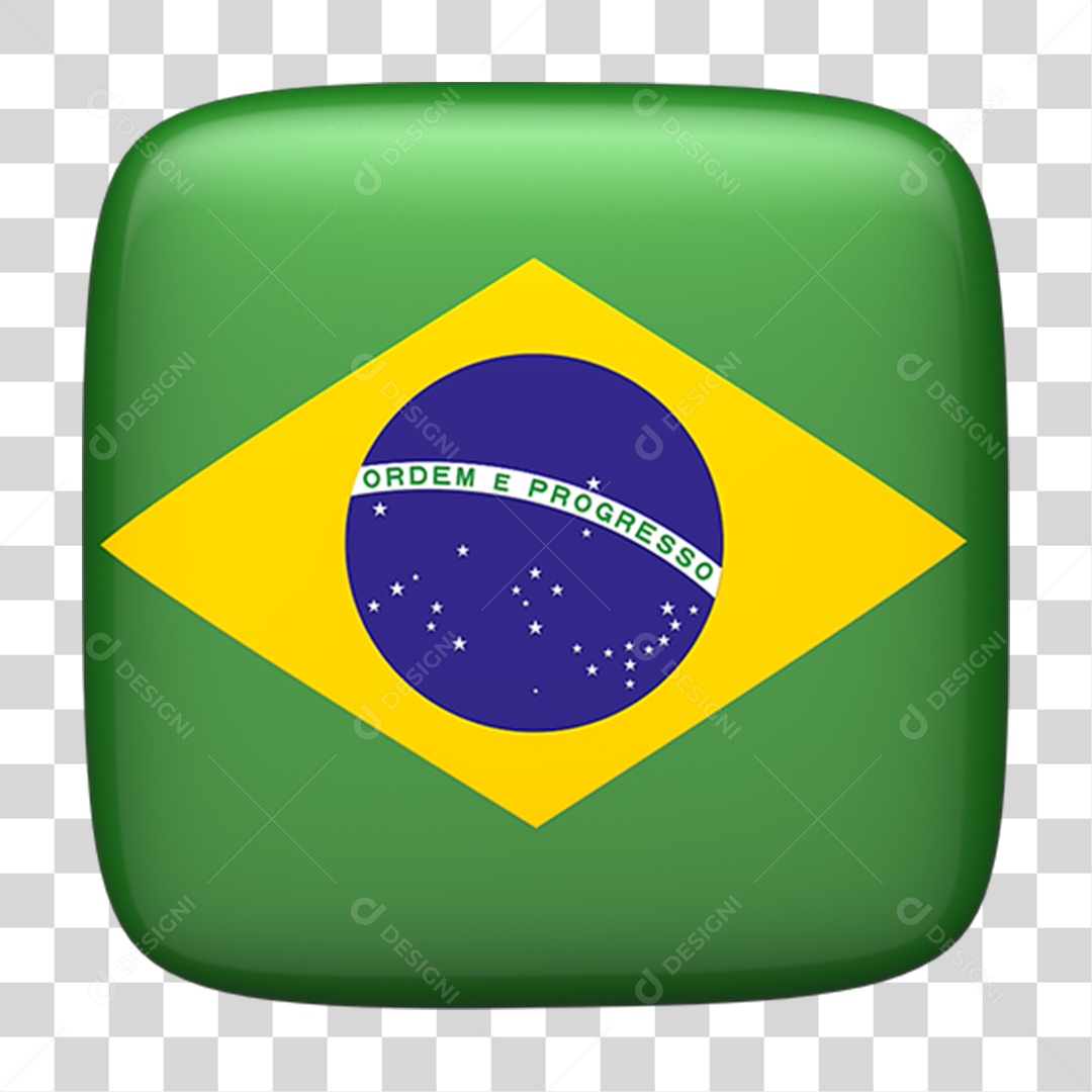 Ícone 3D Bandeira do Brasil PNG Transparente