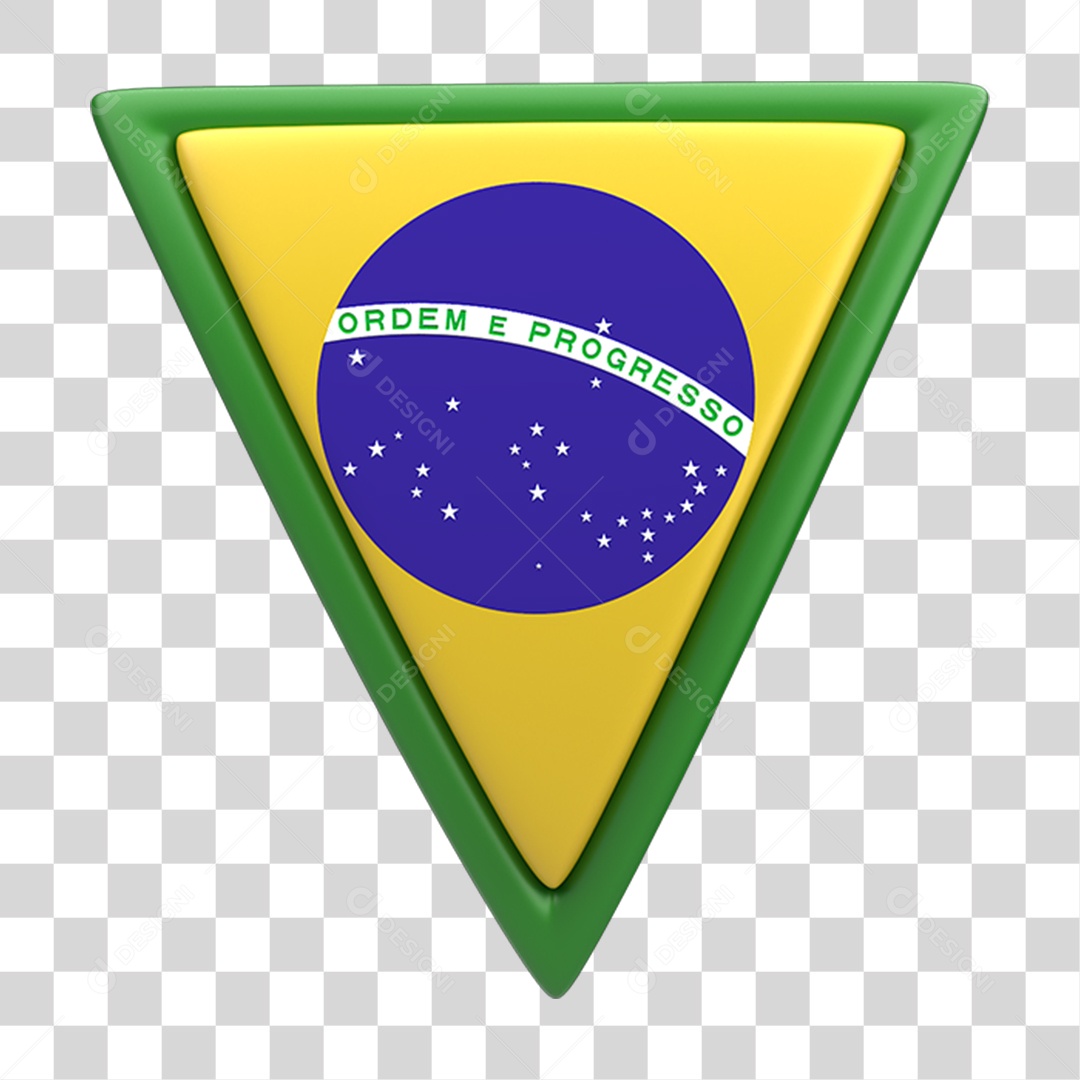 Ícone 3D Bandeira do Brasil PNG Transparente