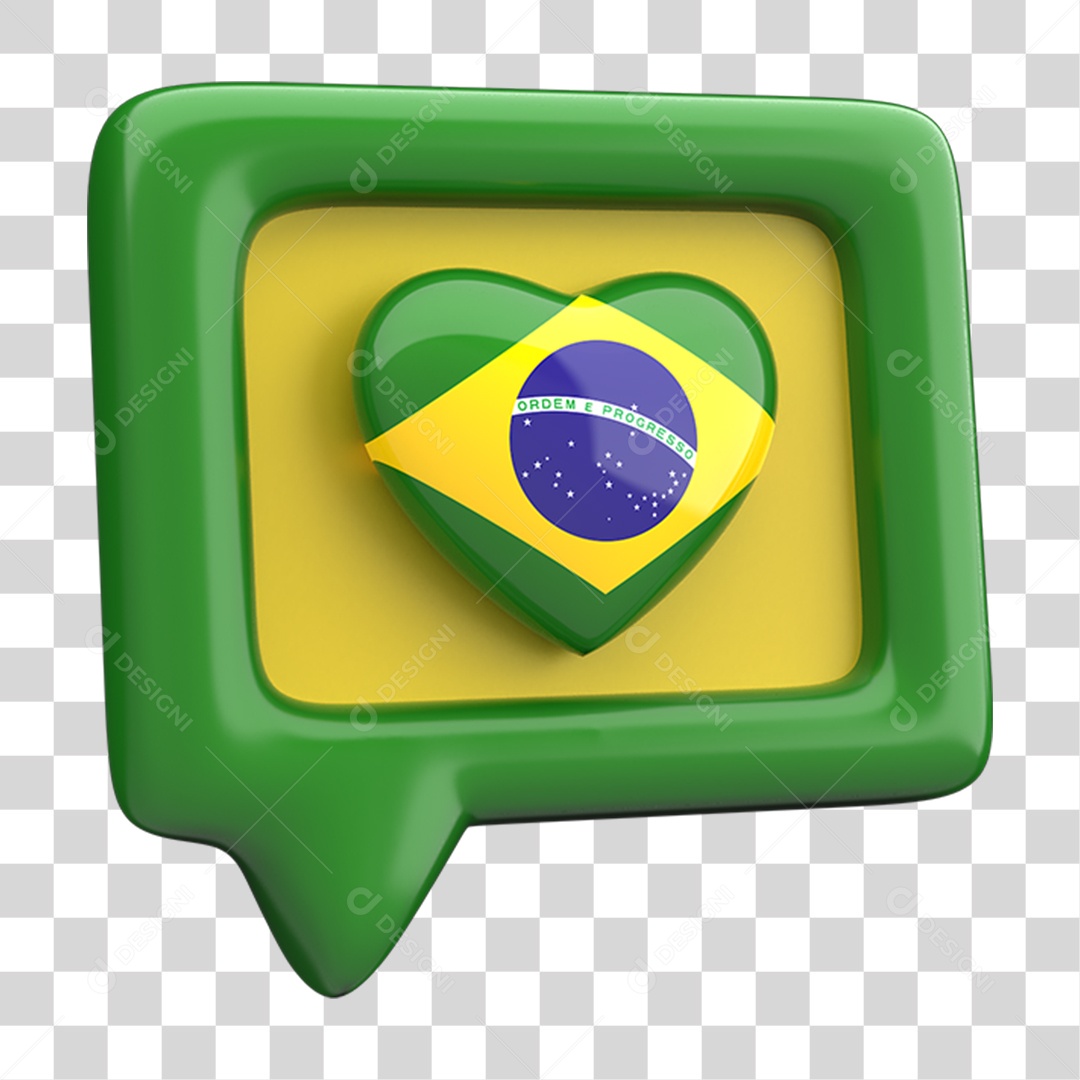 Ícone 3D Caixa de Texto Bandeira do Brasil PNG Transparente