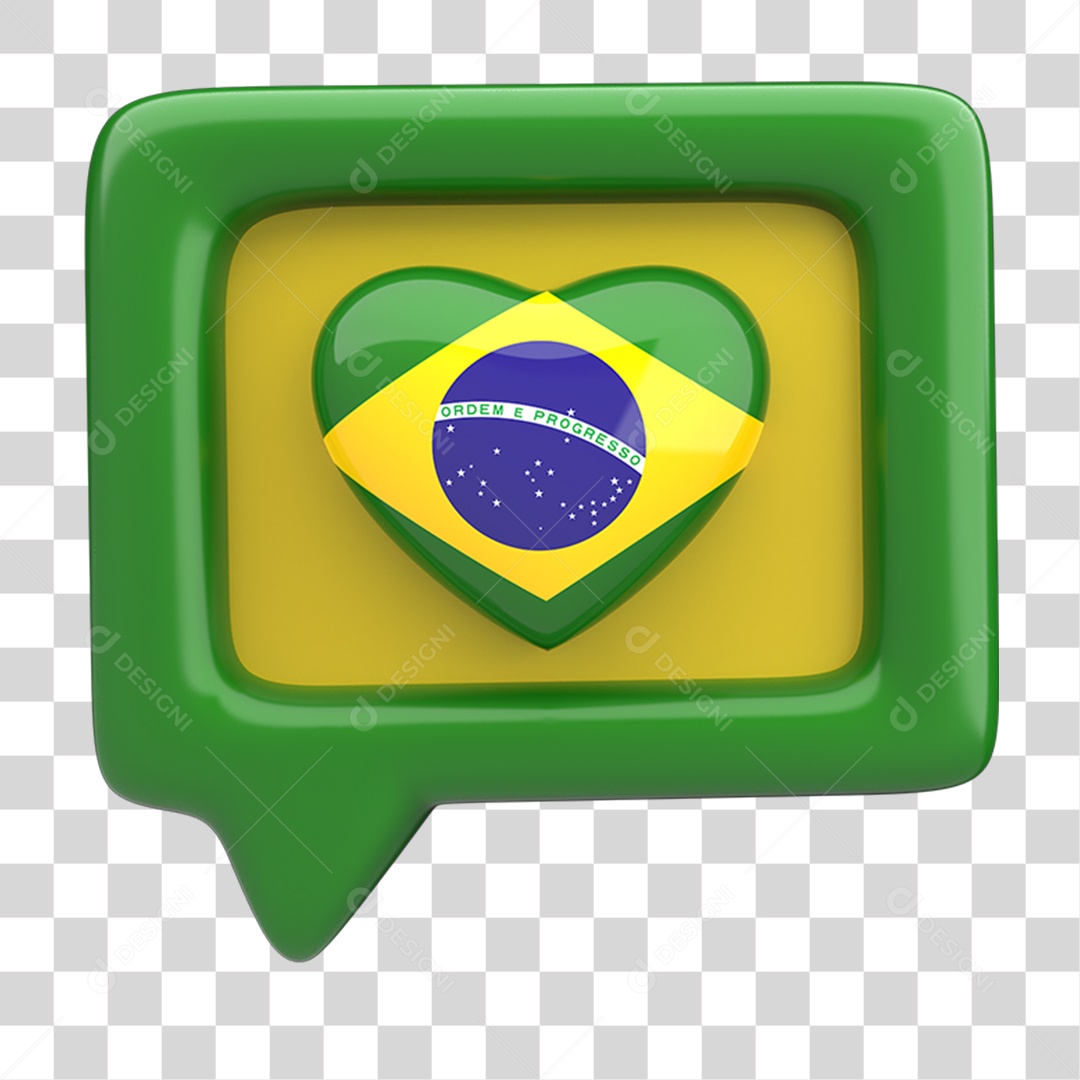 Ícone 3D Caixa de Texto Bandeira do Brasil PNG Transparente