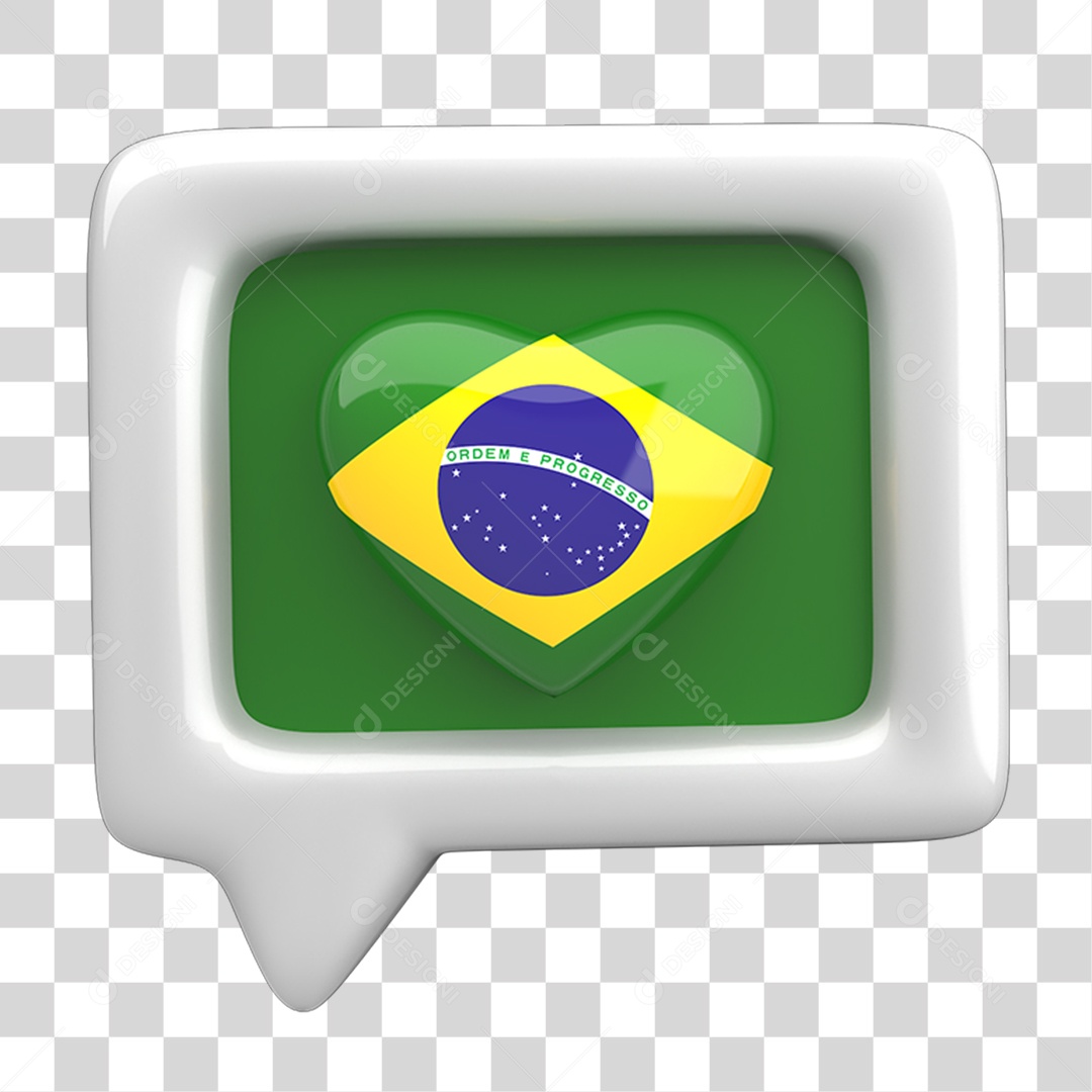 Ícone 3D Caixa de Texto Bandeira do Brasil PNG Transparente