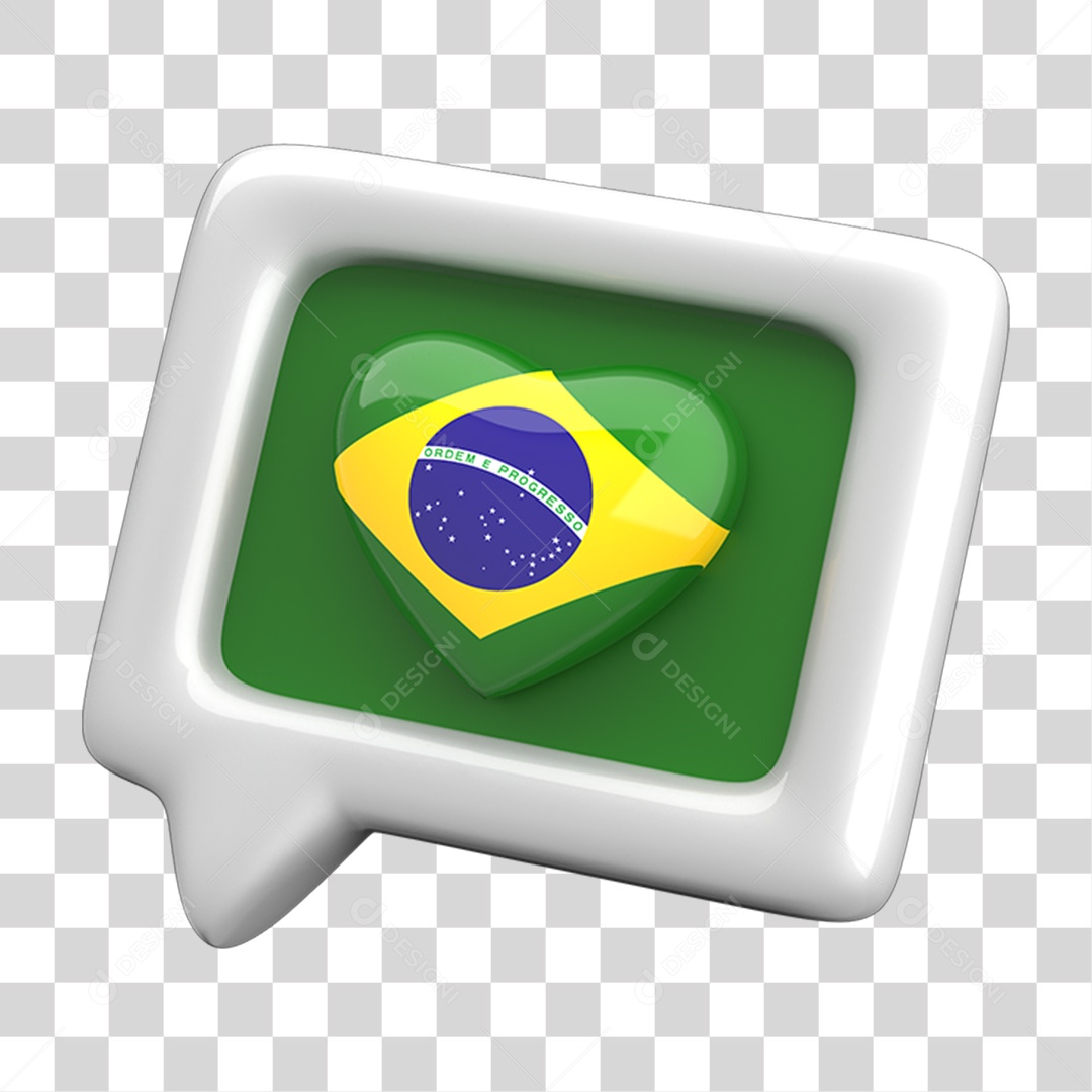 Ícone 3D Caixa de Texto Bandeira do Brasil PNG Transparente