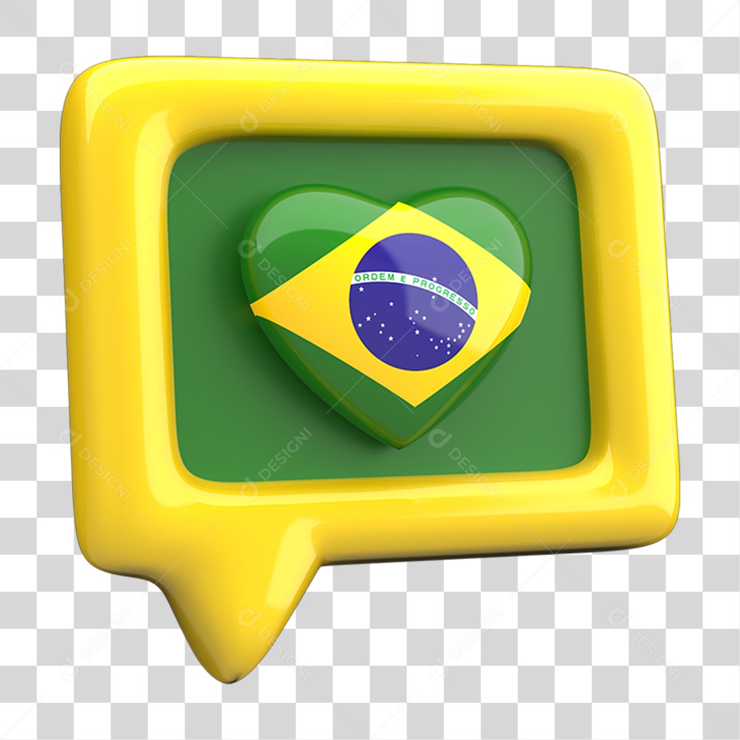 Ícone 3D Caixa de Texto Bandeira do Brasil PNG Transparente
