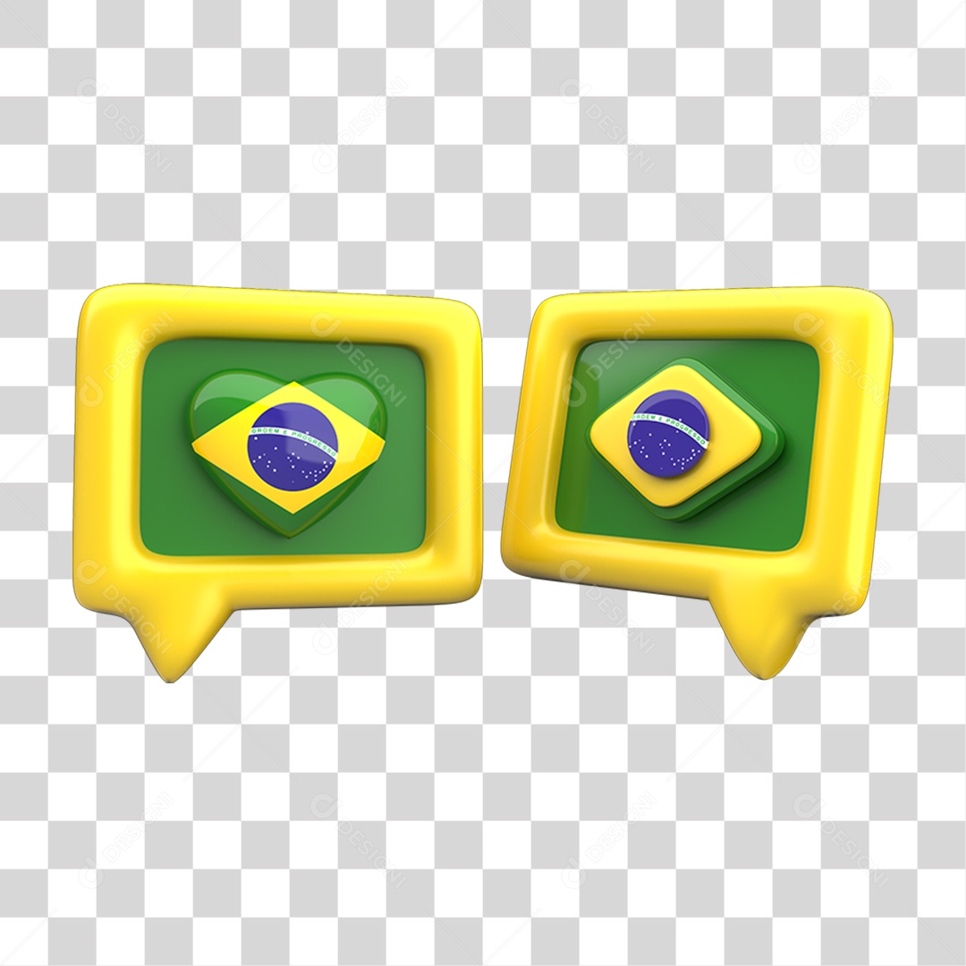 Ícone 3D Caixa de Texto Bandeira do Brasil PNG Transparente