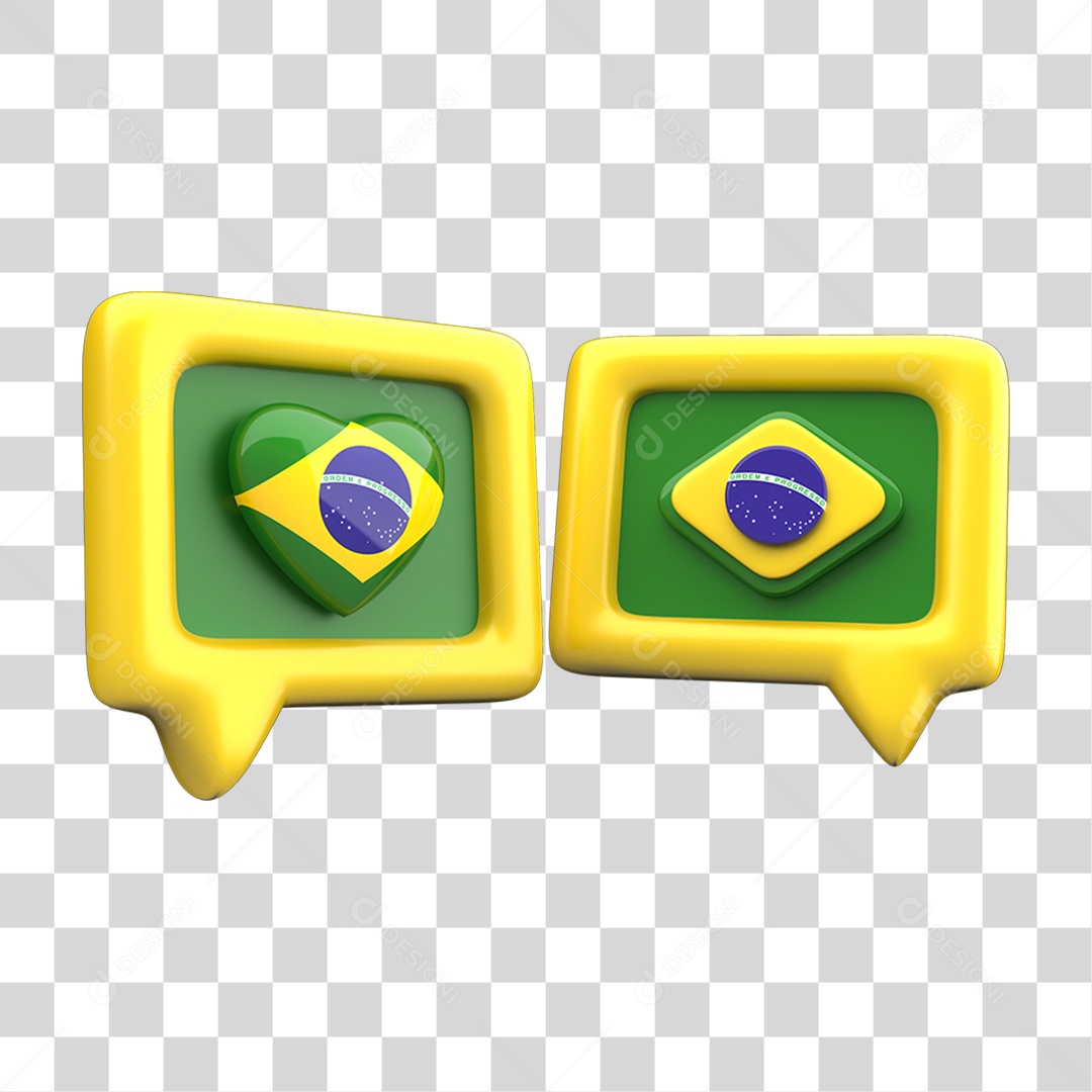 Ícone 3D Caixa de Texto Bandeira do Brasil PNG Transparente