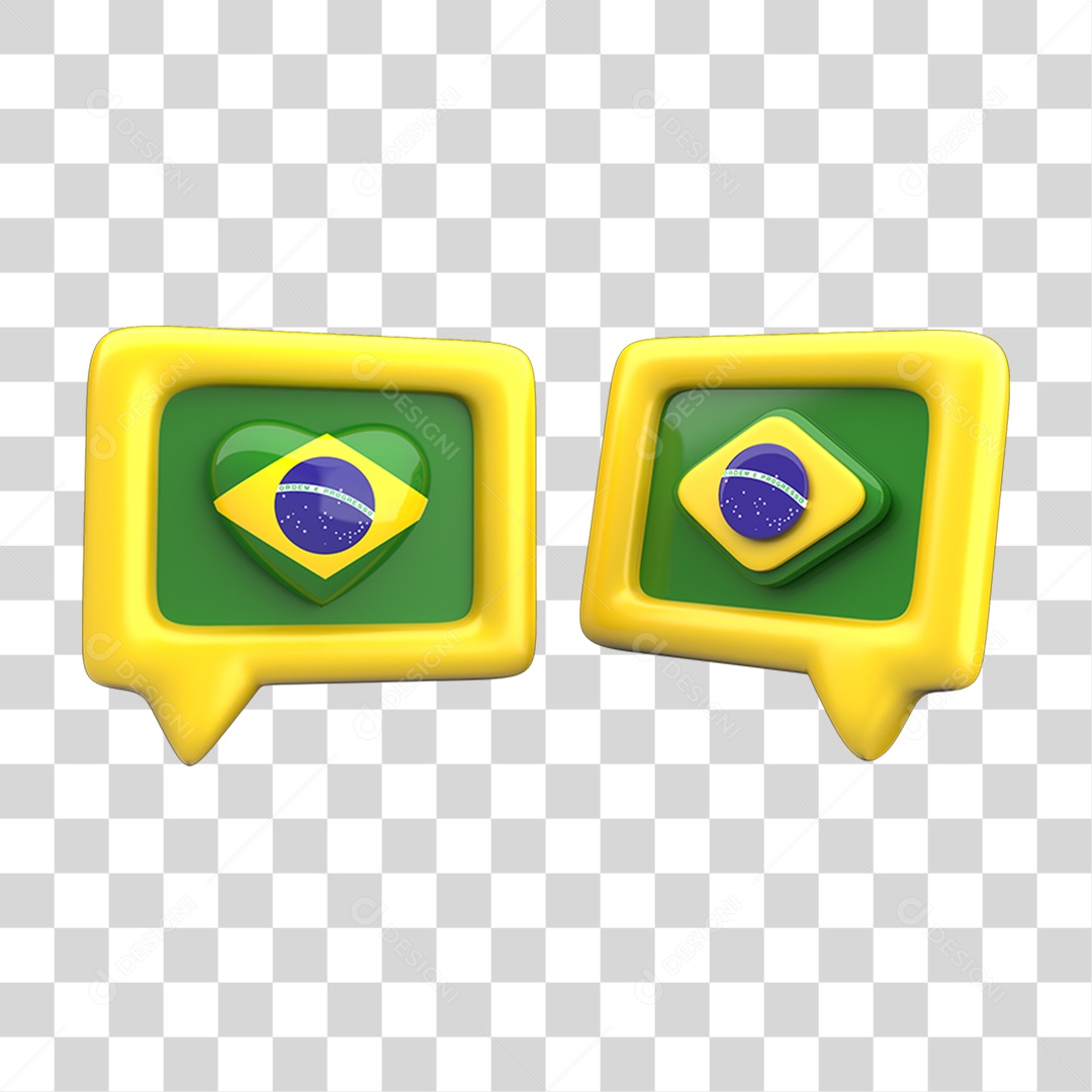Ícone 3D Caixa de Texto Bandeira do Brasil PNG Transparente