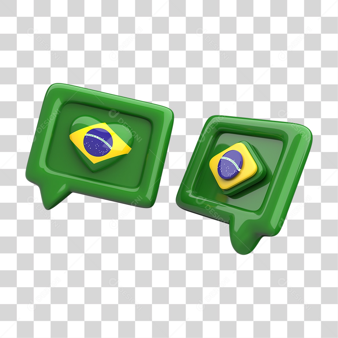 Ícone 3D Caixa de Texto Bandeira do Brasil PNG Transparente