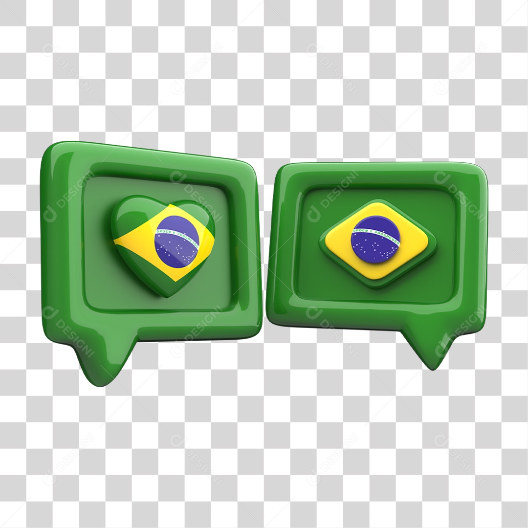 Ícone 3D Caixa de Texto Bandeira do Brasil PNG Transparente