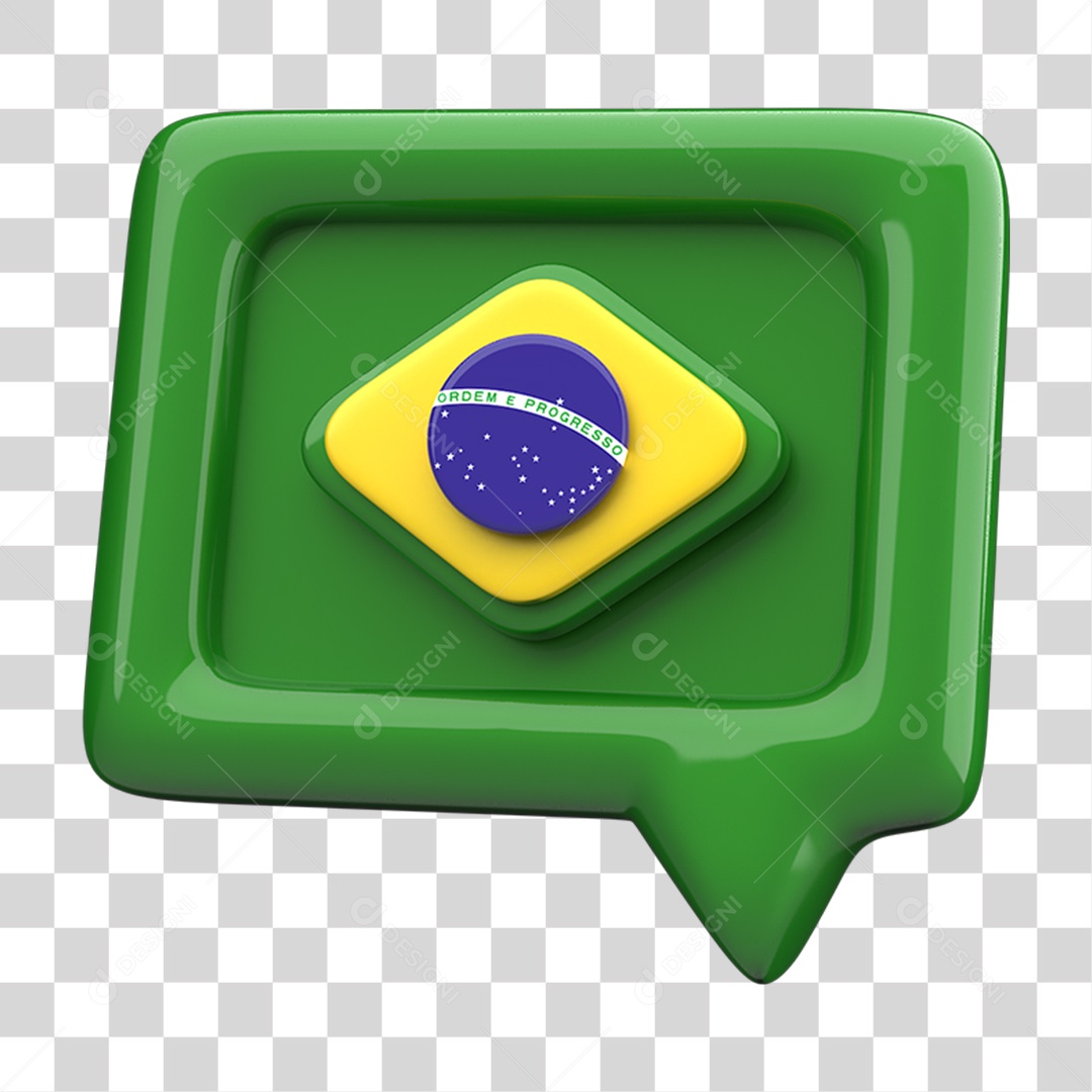 Ícone 3D Caixa de Texto Bandeira do Brasil PNG Transparente