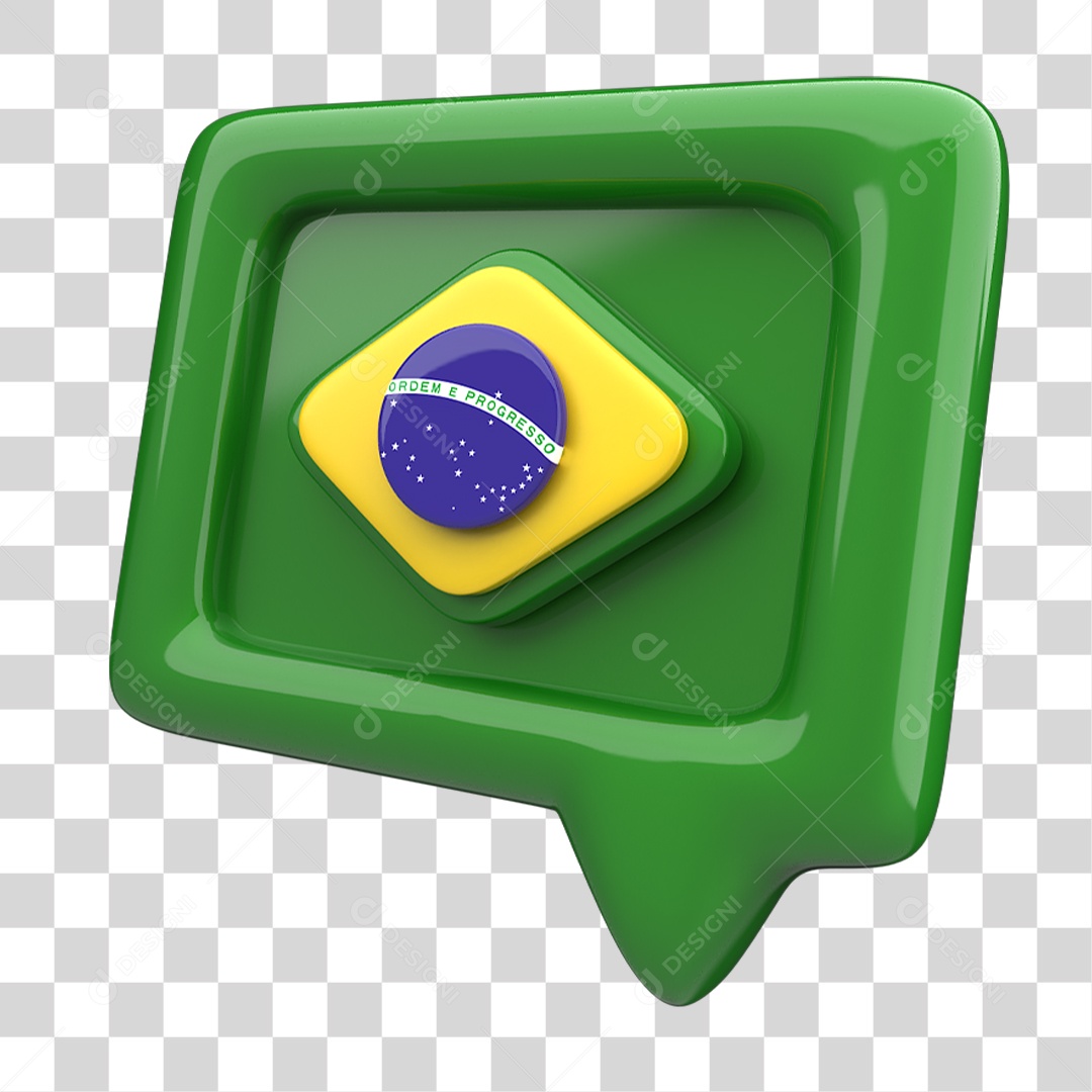 Ícone 3D Caixa de Texto Bandeira do Brasil PNG Transparente