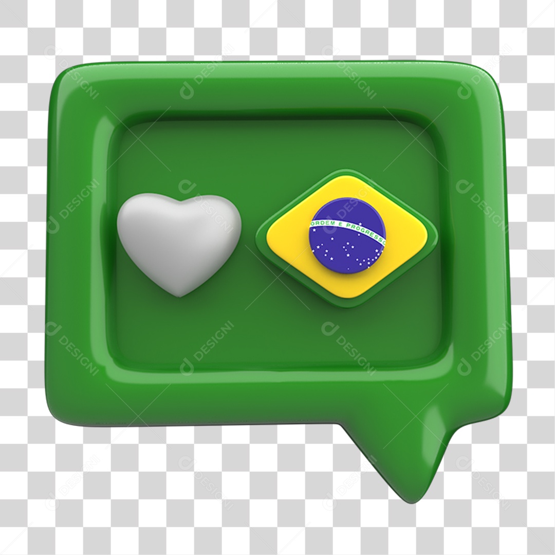 Ícone 3D Caixa de Texto Bandeira do Brasil PNG Transparente