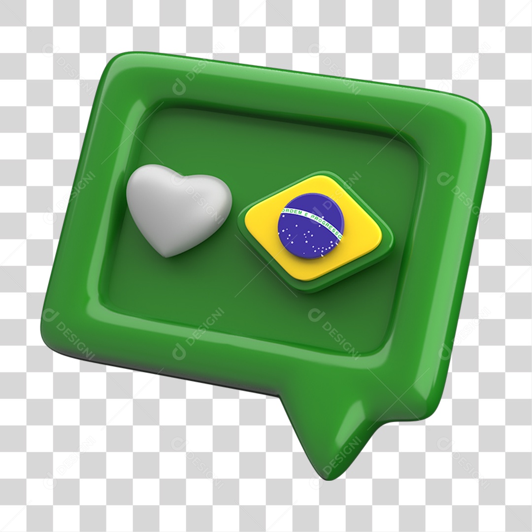 Ícone 3D Caixa de Texto Bandeira do Brasil PNG Transparente
