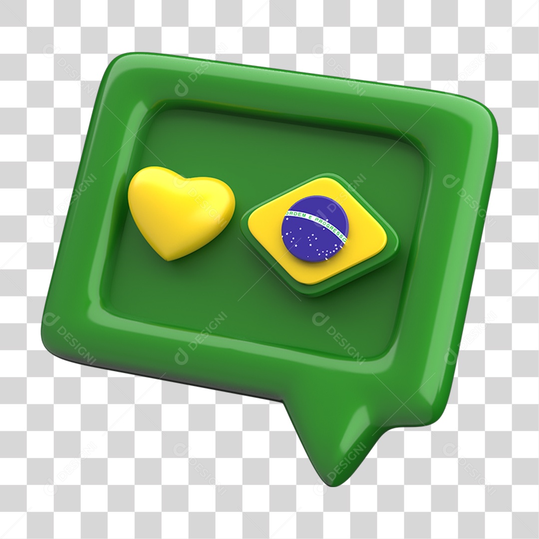 Ícone 3D Caixa de Texto Bandeira do Brasil PNG Transparente