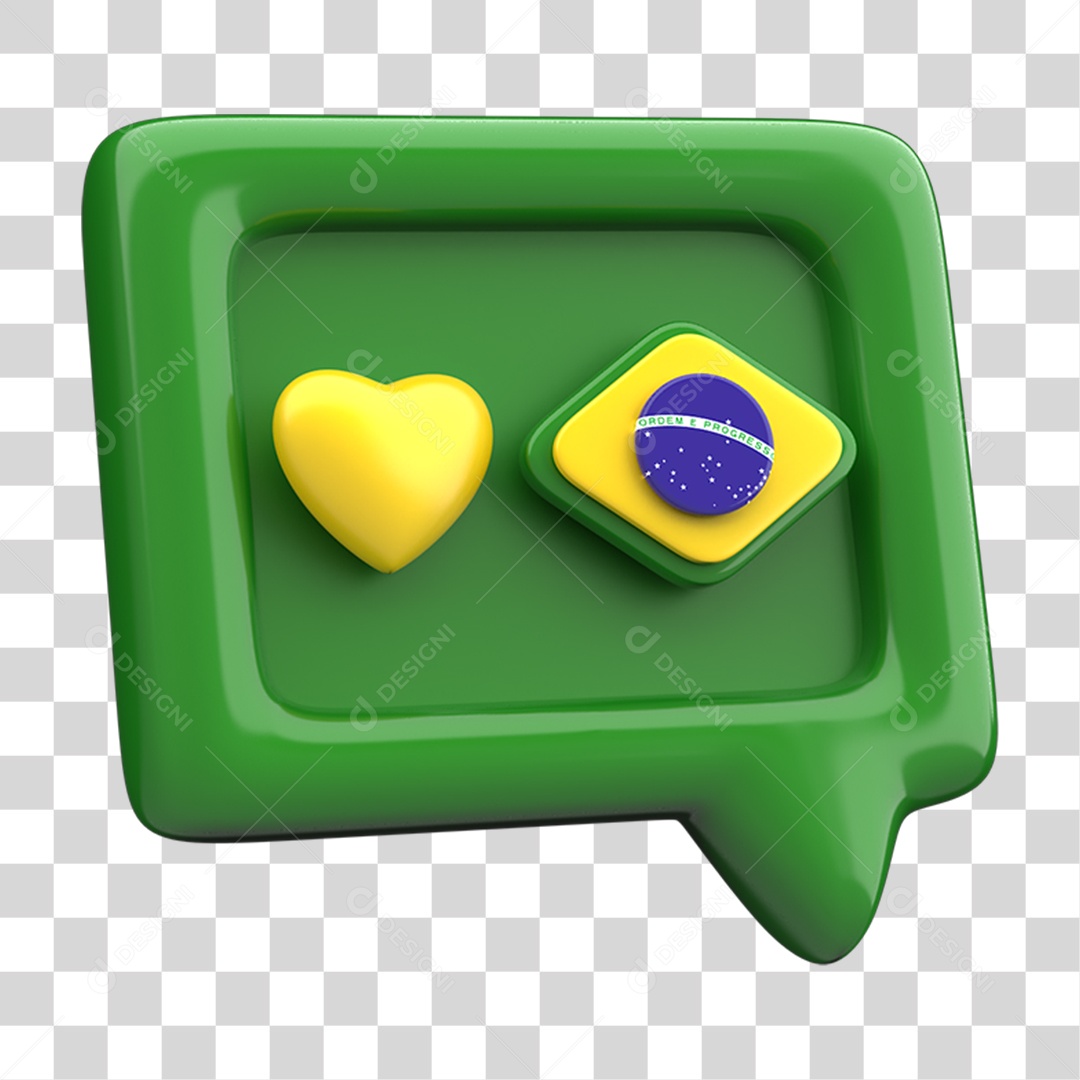 Ícone 3D Caixa de Texto Bandeira do Brasil PNG Transparente
