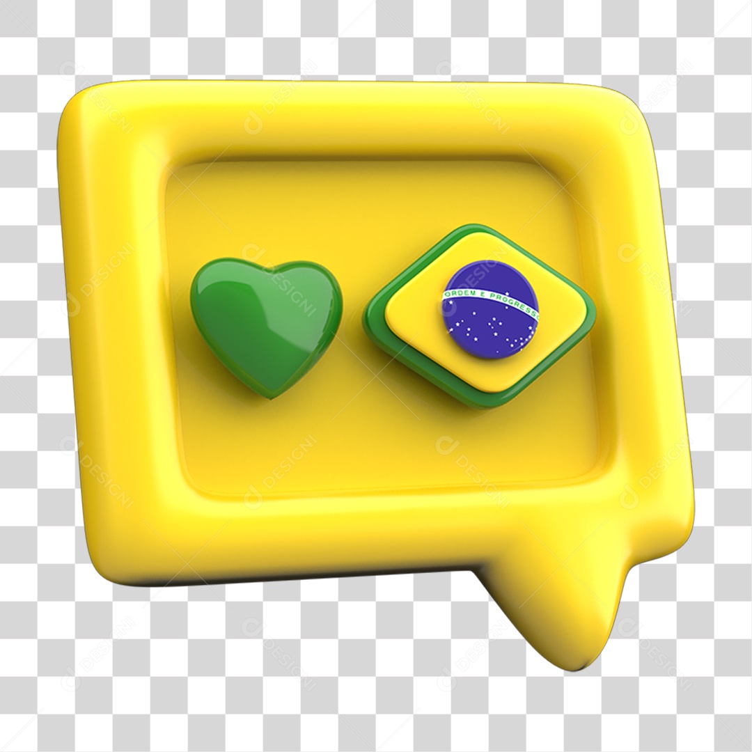 Ícone 3D Caixa de Texto Bandeira do Brasil PNG Transparente