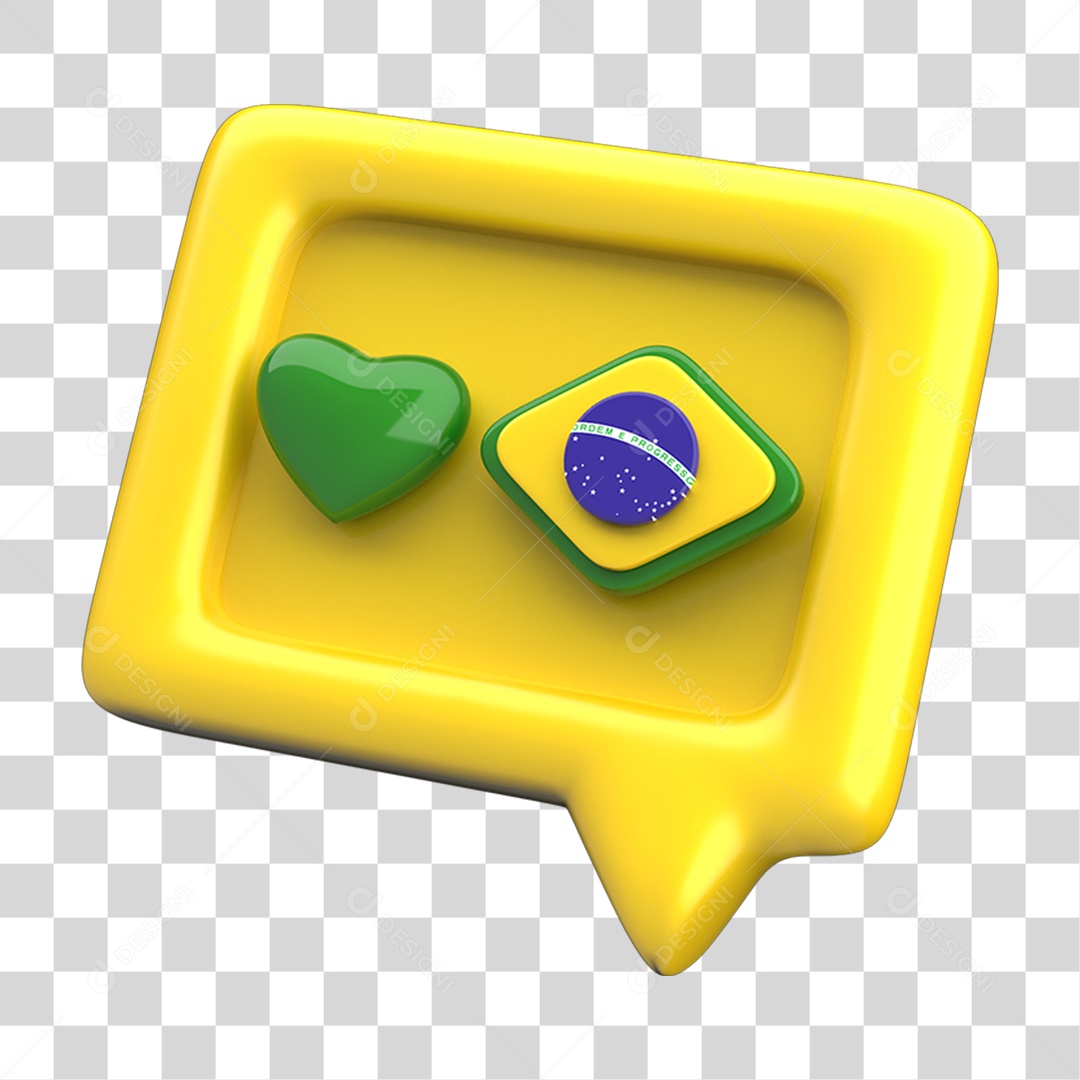 Ícone 3D Caixa de Texto Bandeira do Brasil PNG Transparente